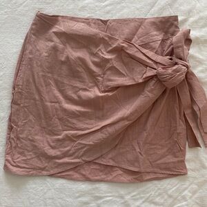 SHEIN pink wrap tie skirt